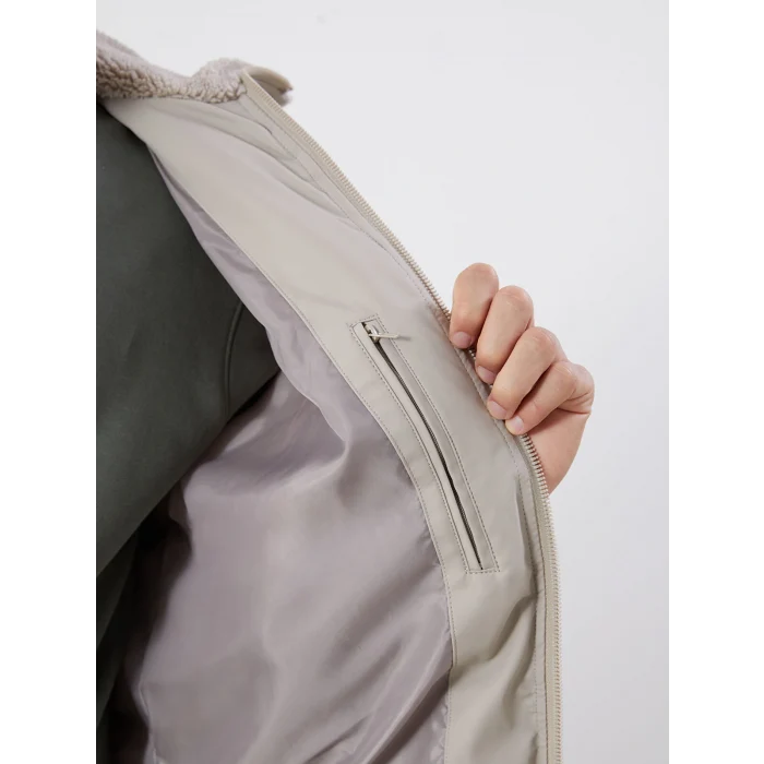 LCW Vision Bej Standart Kalıp Gömlek Yaka Erkek Deri Görünümlü Mont