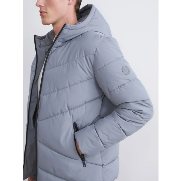 XSIDE Gri Standart Kalıp Kapüşonlu Erkek Şişme Mont