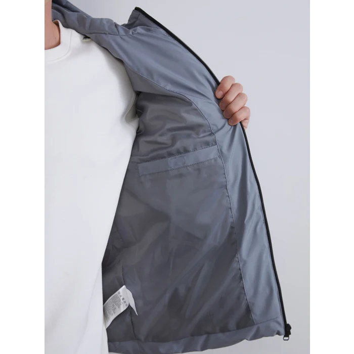 XSIDE Gri Standart Kalıp Kapüşonlu Erkek Şişme Mont