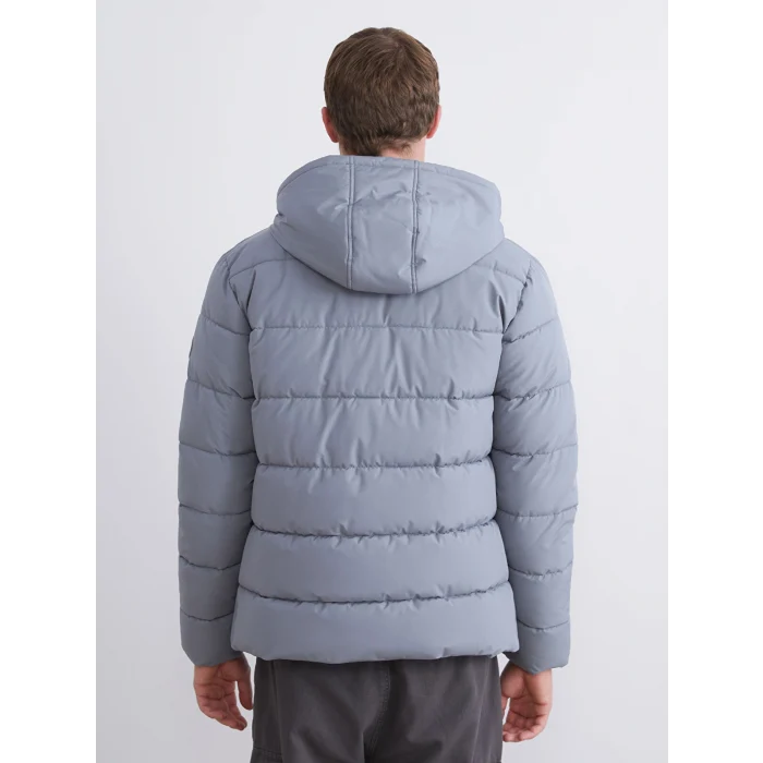 XSIDE Gri Standart Kalıp Kapüşonlu Erkek Şişme Mont