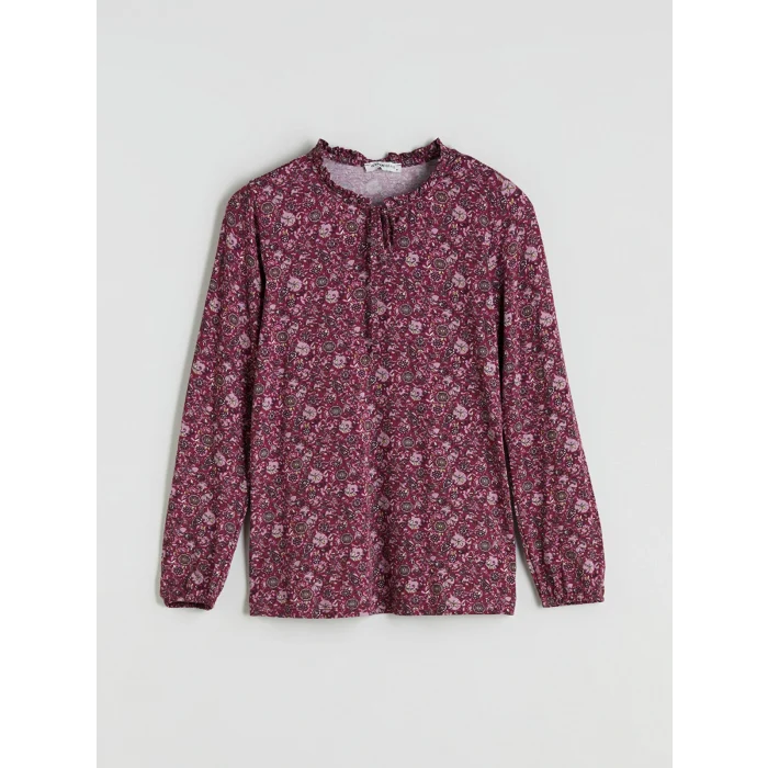 LCW Grace Mürdüm Bağlamalı Yaka Desenli Bluz