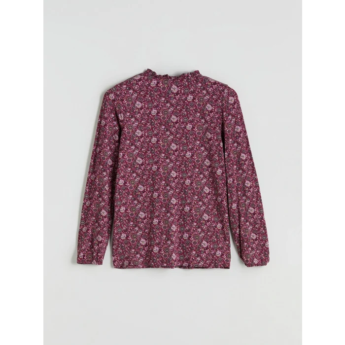 LCW Grace Mürdüm Bağlamalı Yaka Desenli Bluz