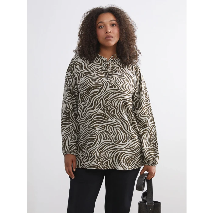 LCW Grace Karışık Bağlamalı Yaka Desenli Bluz