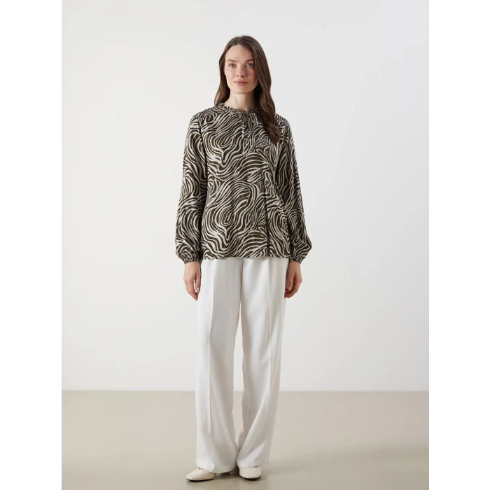 LCW Grace Karışık Bağlamalı Yaka Desenli Bluz