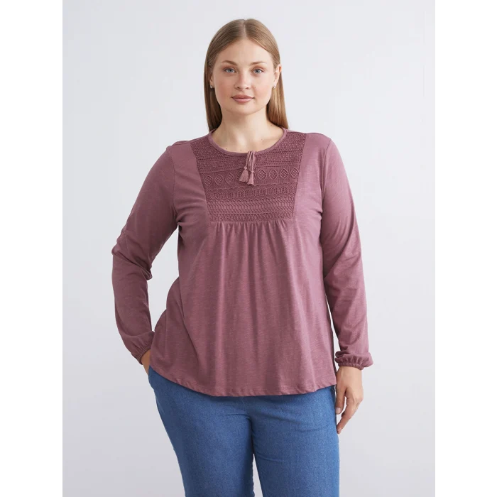 LCW Grace Pembe Bağlamalı Yaka Nakışlı Bluz