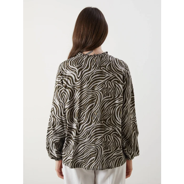 LCW Grace Karışık Bağlamalı Yaka Desenli Bluz