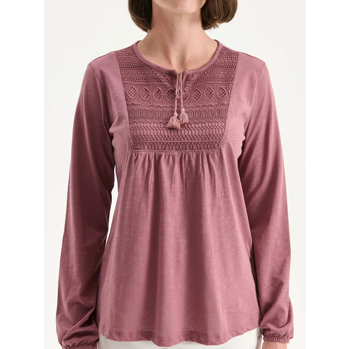 LCW Grace Pembe Bağlamalı Yaka Nakışlı Bluz