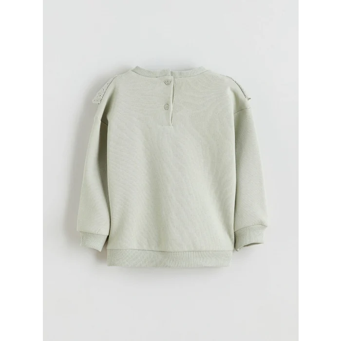 LCW Kids Yeşil Fırfırlı Çiçekli Kız Bebek Sweatshirt ve Tayt