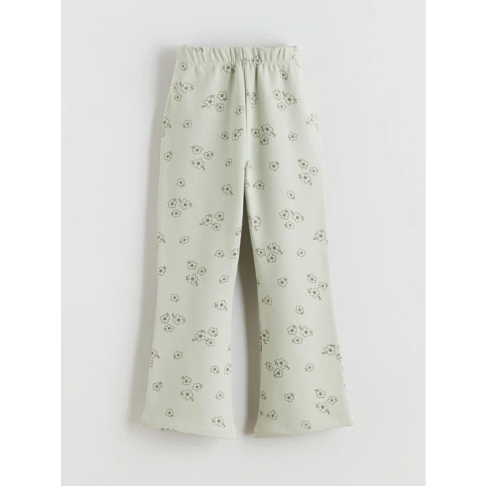 LCW Kids Yeşil Fırfırlı Çiçekli Kız Bebek Sweatshirt ve Tayt