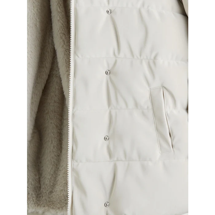 LCW Kids Gri Kapüşonlu Kız Çocuk Kaban