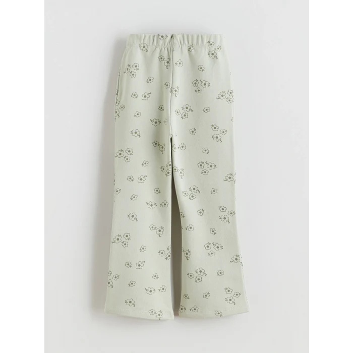 LCW Kids Yeşil Fırfırlı Çiçekli Kız Bebek Sweatshirt ve Tayt