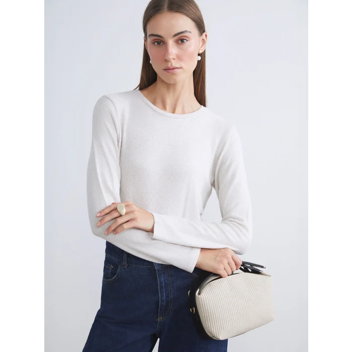 LCWAIKIKI Basic Bej Bisiklet Yaka Kadın Body