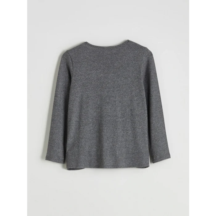 LCW Grace Antrasit Bisiklet Yaka Çiçek Nakışlı Bluz