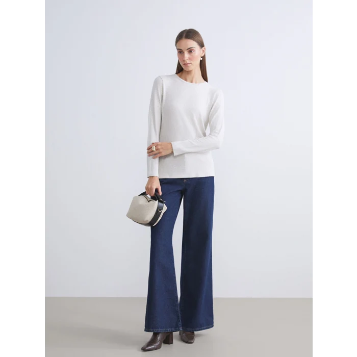 LCWAIKIKI Basic Bej Bisiklet Yaka Kadın Body