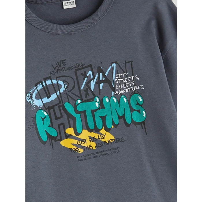 LCW Kids Gri Bisiklet Yaka Erkek Çocuk Tişört