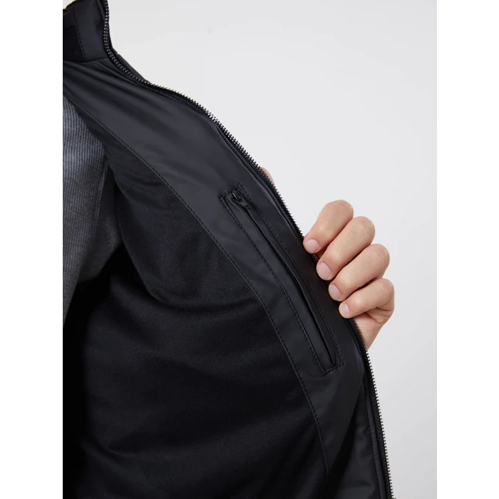 LCW Vision Siyah Slim Fit Dik Yaka Erkek Deri Görünümlü Mont