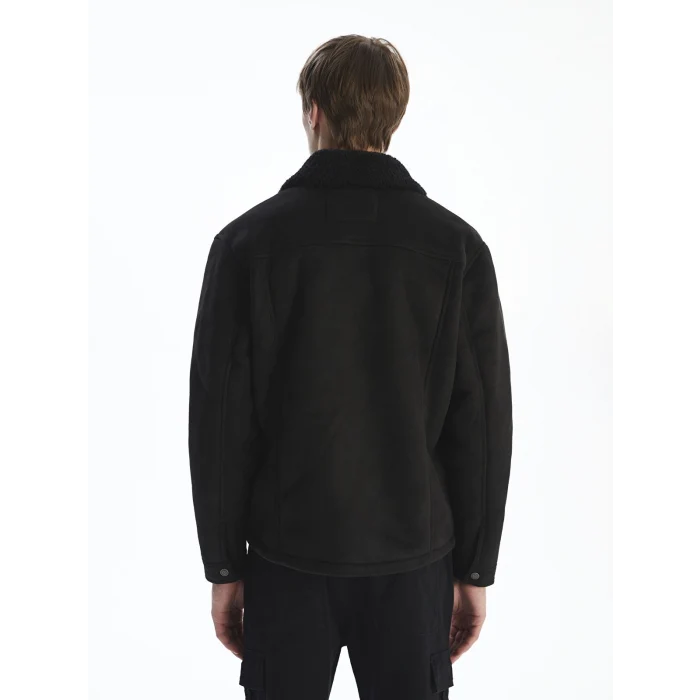 XSIDE Siyah Standart Kalıp Gömlek Yaka Süet Erkek Mont
