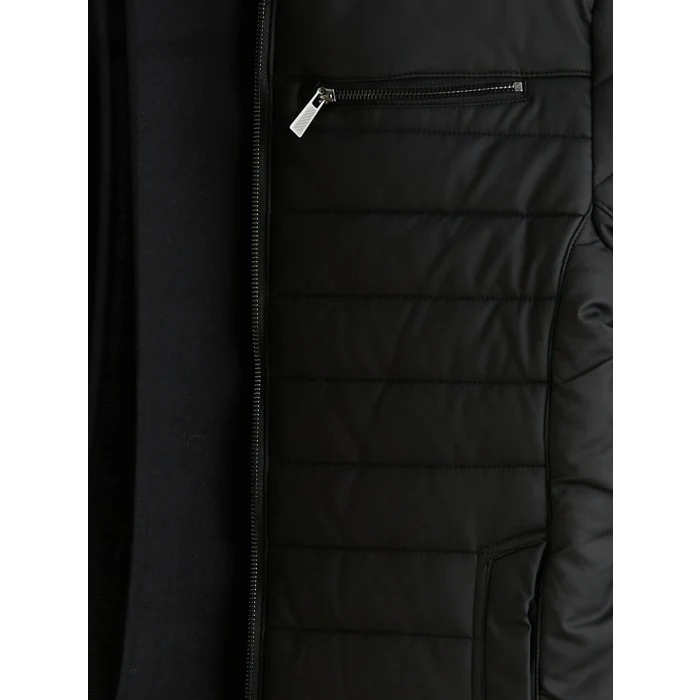 LCW Vision Siyah Slim Fit Dik Yaka Erkek Deri Görünümlü Mont