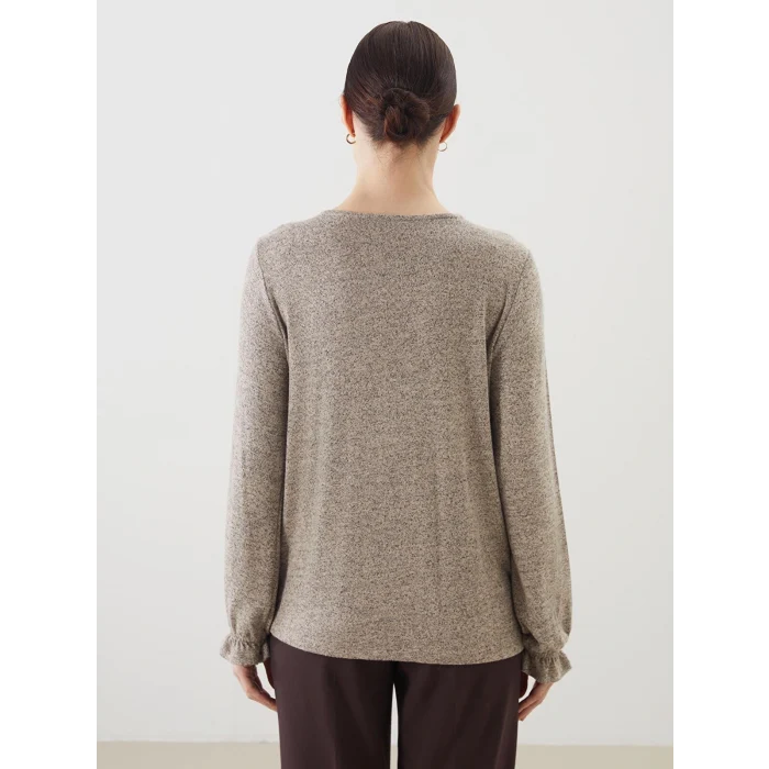 LCW Grace Bej Bisiklet Yaka Bluz