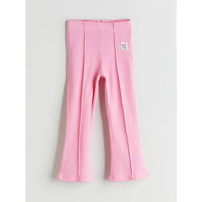 LCW Kids Pembe Beli Lastikli İspanyol Paça Kız Çocuk Tayt