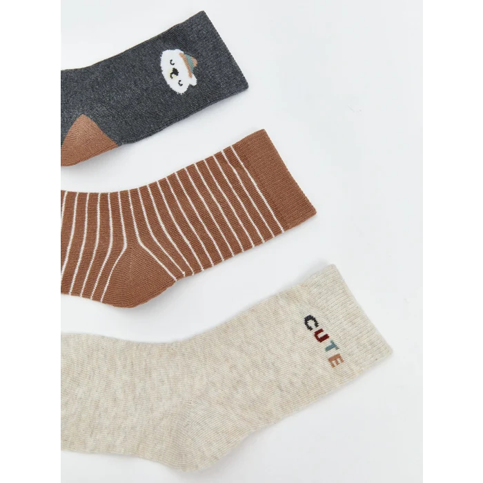 LCW baby Antrasit Desenli Erkek Bebek Soket Çorap 5li