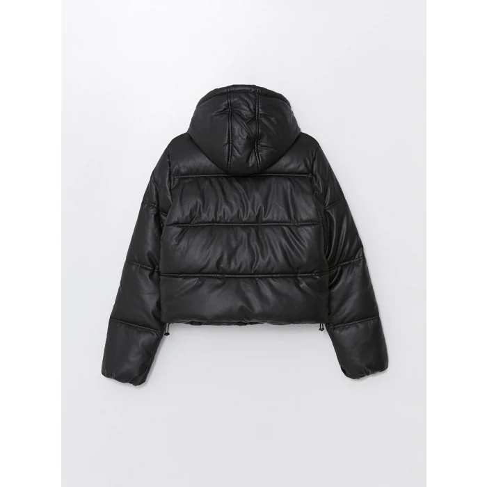 LCW Vision Siyah Kadın Kapüşonlu Düz Şişme Mont