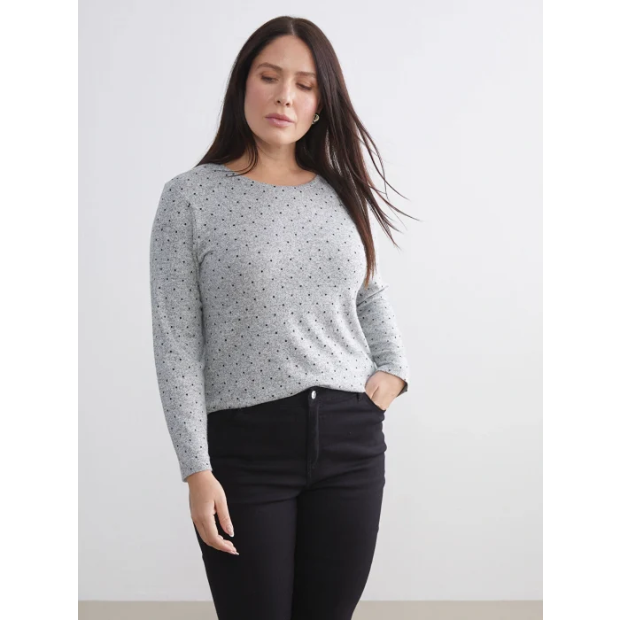 LCWAIKIKI Basic Siyah Bisiklet Yaka Puantiyeli Kadın Body