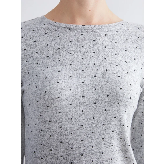 LCWAIKIKI Basic Siyah Bisiklet Yaka Puantiyeli Kadın Body