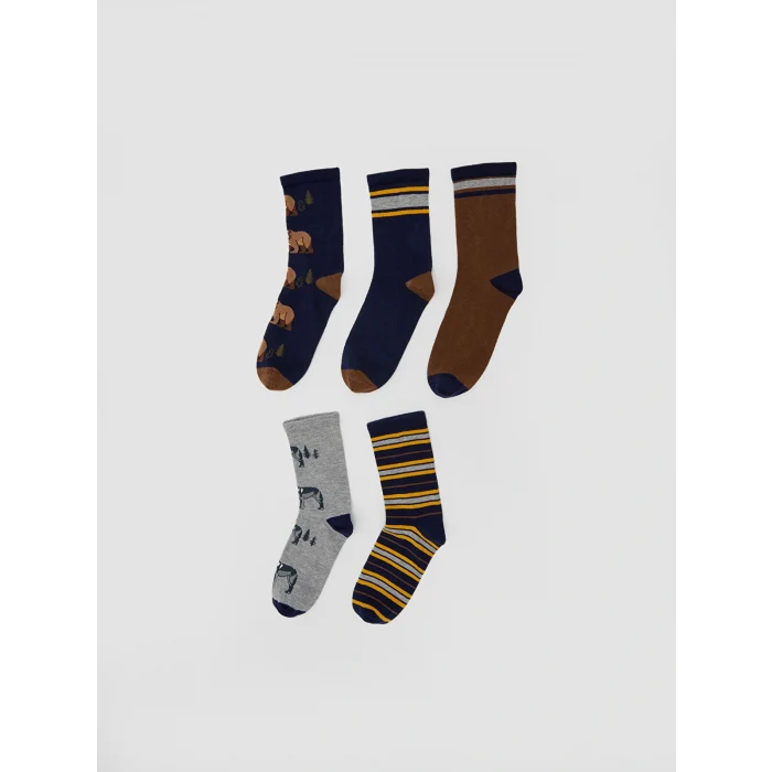 LCW Kids Karışık Desenli Erkek Çocuk Soket Çorap 5li