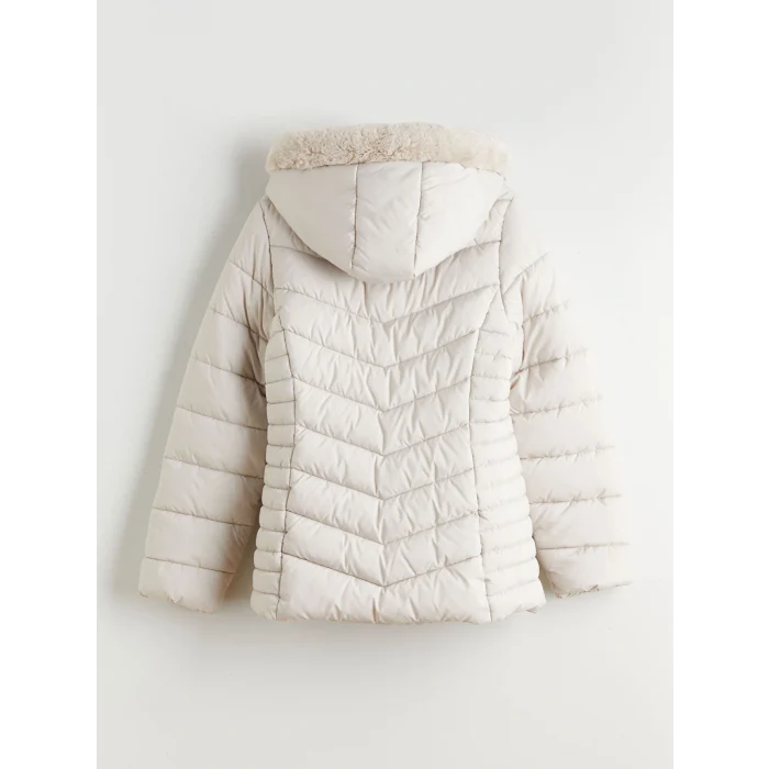 LCWAIKIKI Classic Bej Kapüşonlu Kadın Şişme Mont