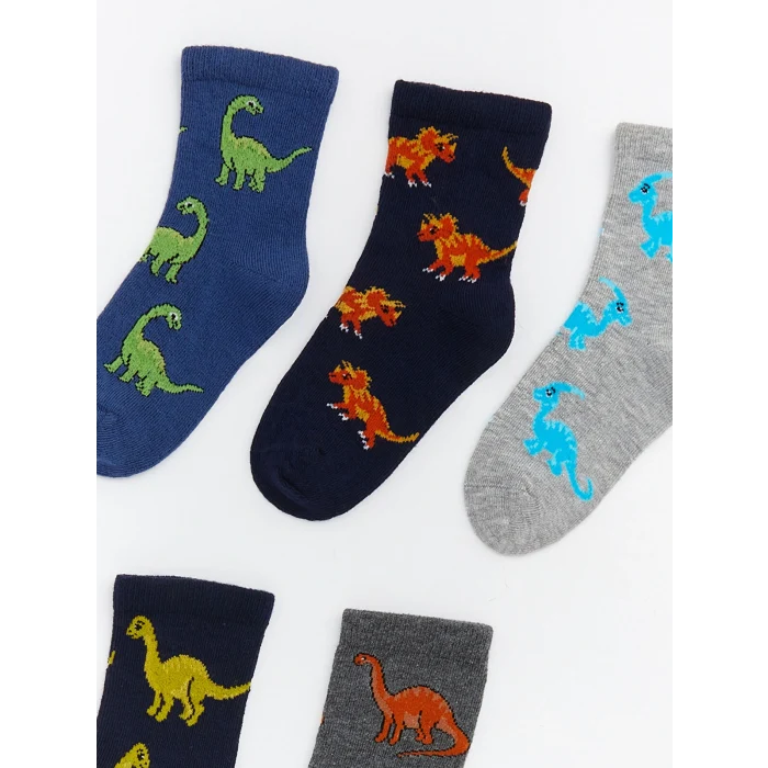 LCW Kids Karışık Dinozor Desenli Erkek Çocuk Soket Çorap 5li
