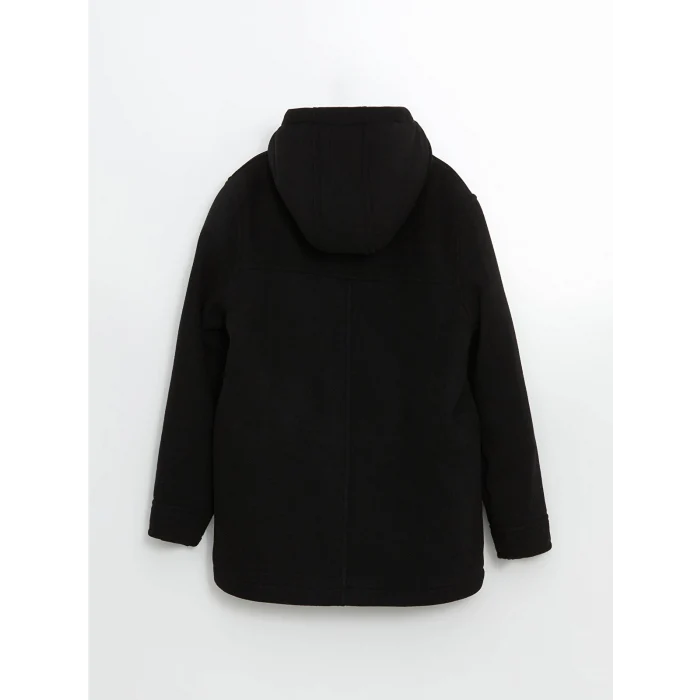 LCW Kids Siyah Kapüşonlu Erkek Çocuk Kaşe Kaban