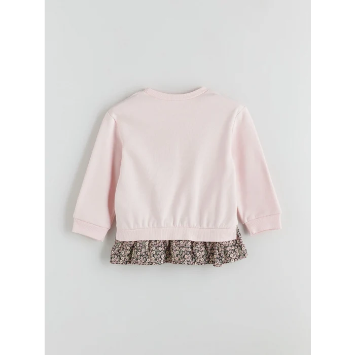 LCW Kids Pembe Çiçek Nakışlı Kız Çocuk Sweatshirt ve Pantolon 2li