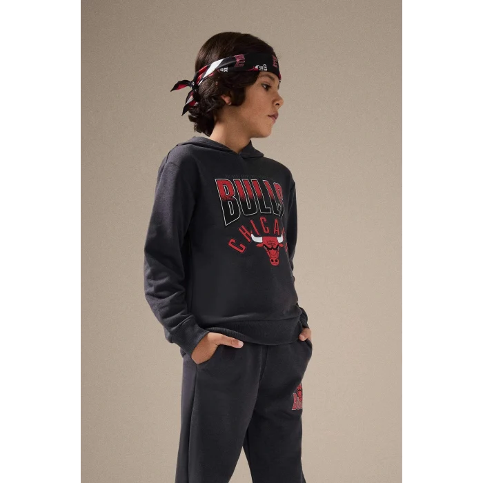 Defacto F4086A8AR31 Antrasit Erkek Çocuk NBA Chicago Bulls Kapüşonlu Sweatshirt