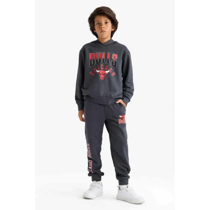 Defacto F4086A8AR31 Antrasit Erkek Çocuk NBA Chicago Bulls Kapüşonlu Sweatshirt