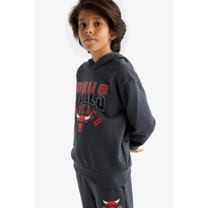 Defacto F4086A8AR31 Antrasit Erkek Çocuk NBA Chicago Bulls Kapüşonlu Sweatshirt