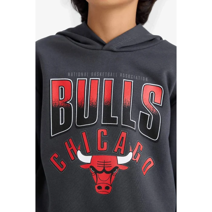 Defacto F4086A8AR31 Antrasit Erkek Çocuk NBA Chicago Bulls Kapüşonlu Sweatshirt