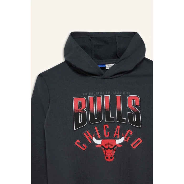 Defacto F4086A8AR31 Antrasit Erkek Çocuk NBA Chicago Bulls Kapüşonlu Sweatshirt