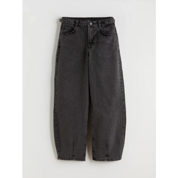 LCW Kids Siyah Barrel Fit Kız Çocuk Jean Pantolon