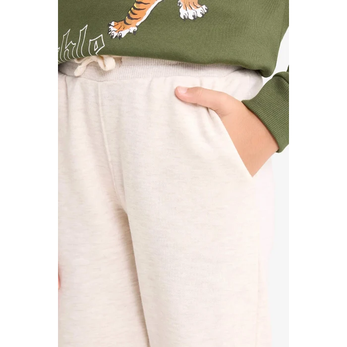 Defacto G3659A8KH443 Haki Erkek Çocuk 2li Takım Kaplan Baskılı Kapüşonlu Sweatshirt Eşofman Altı