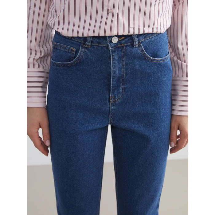 LCW Modest İndigo Mom Fit Kadın Jean Pantolon