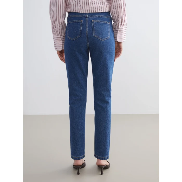 LCW Modest İndigo Mom Fit Kadın Jean Pantolon