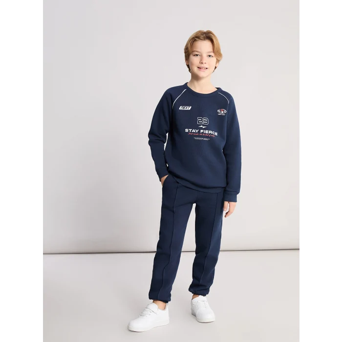 LCW Kids Lacivert Bisiklet Yaka Erkek Çocuk Eşofman Takımı