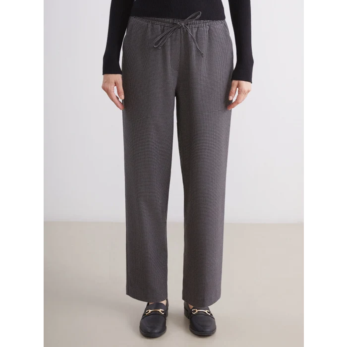 LCW Grace Antrasit Beli Lastikli Desenli Kadın Pantolon