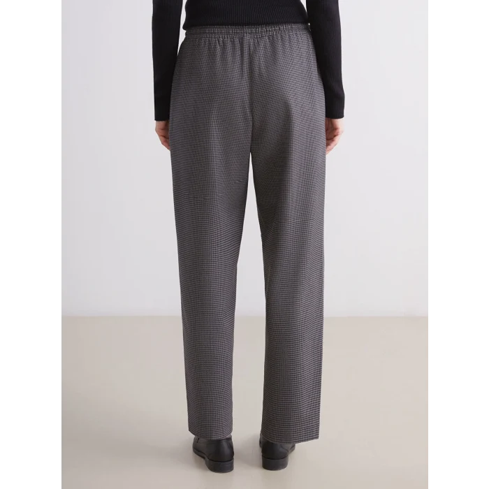 LCW Grace Antrasit Beli Lastikli Desenli Kadın Pantolon