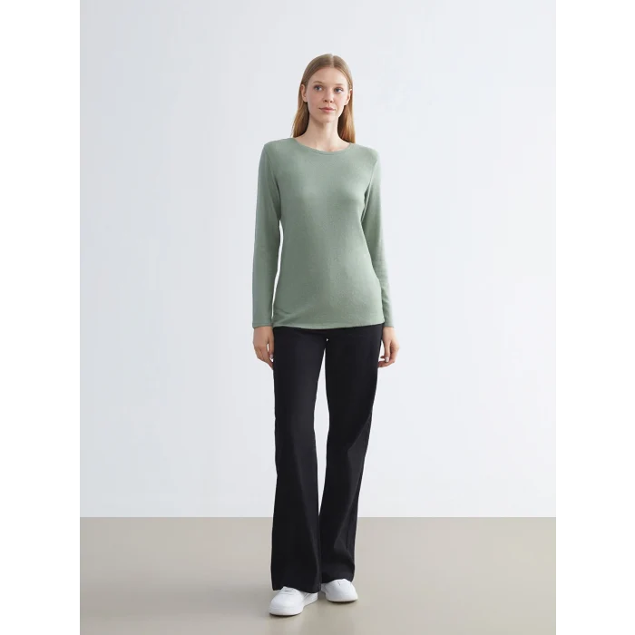 LCWAIKIKI Basic Yeşil Bisiklet Yaka Kadın Body