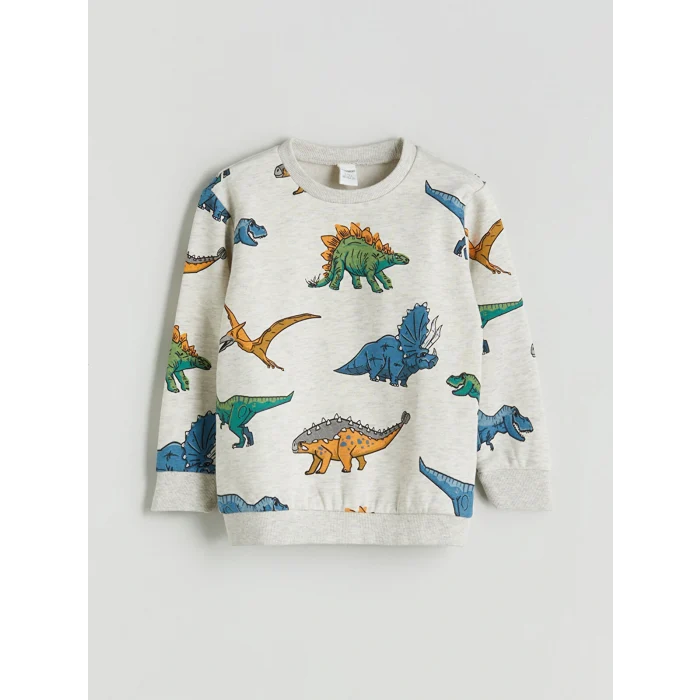 LCW Kids Karışık Dinazor Baskılı Erkek Çocuk Kalın Sweatshirt