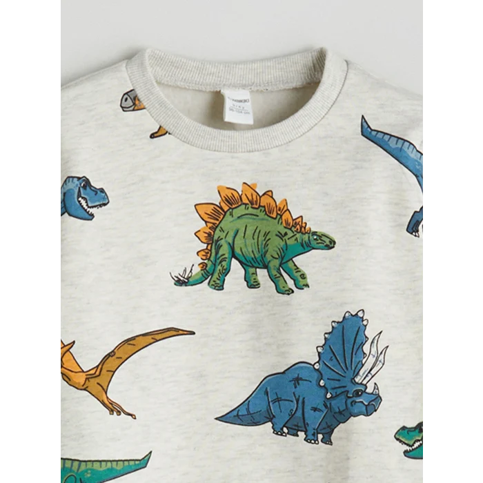 LCW Kids Karışık Dinazor Baskılı Erkek Çocuk Kalın Sweatshirt