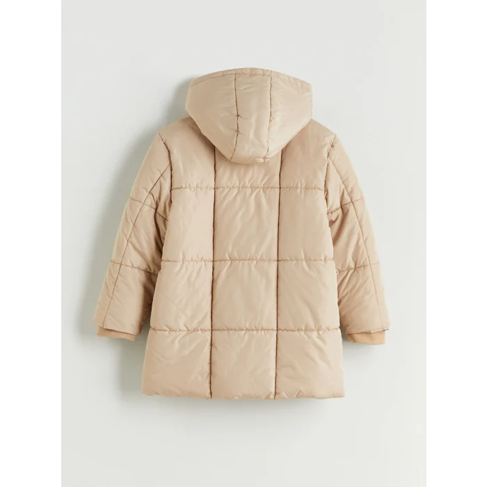LCW Kids Bej Kapüşonlu Kız Çocuk Kaban