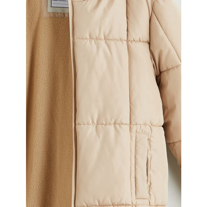 LCW Kids Bej Kapüşonlu Kız Çocuk Kaban